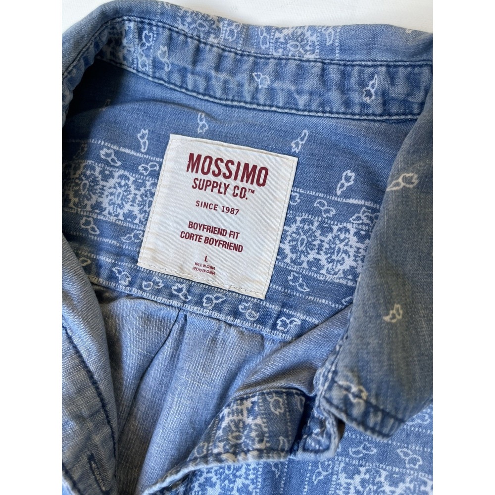 Mossimo Supply Women's Medium Denim Chambray Button Shirt Boyfriend Fit - Picture 4 of 9